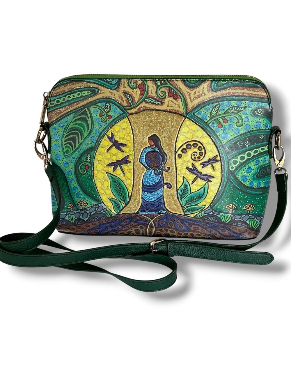 Leah Dorion Strong Earth Woman Art Bag 12” x 8.5” x 3.75”